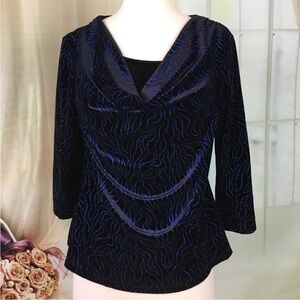 NOTATIONS Black Evening Blouse S Petite